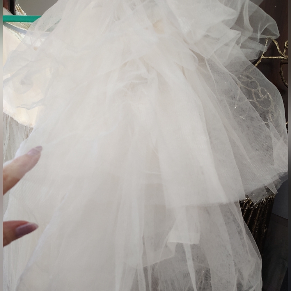 Maternity Photoshoot Gown Tulle Sheer Illusion Soft Feminine Light Blush S/Med - Picture 12 of 13